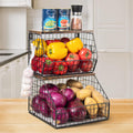 Fruit Basket Stackable Wall Mounted Fruit Baskets - 2-Tier Space Saver