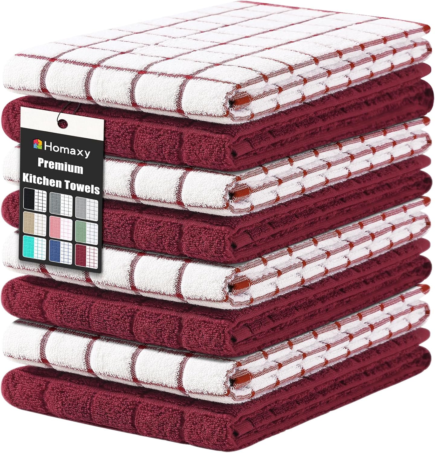 Premium Cotton Kitchen Towels - Super Absorbent Red Check Design