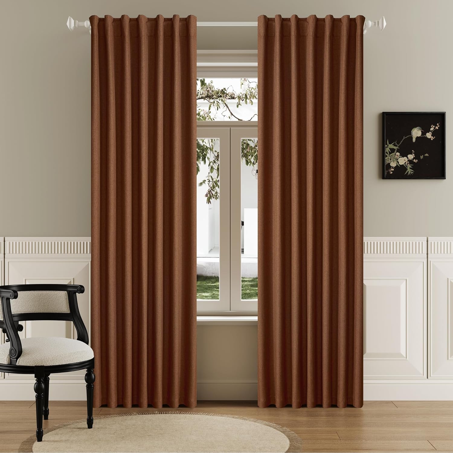 DUALIFE 90 Inch Rust Blackout Curtains for Bedroom and Living Room