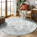 jinchan Round Rug 5ft Area Rug - Machine Washable Vintage Floral