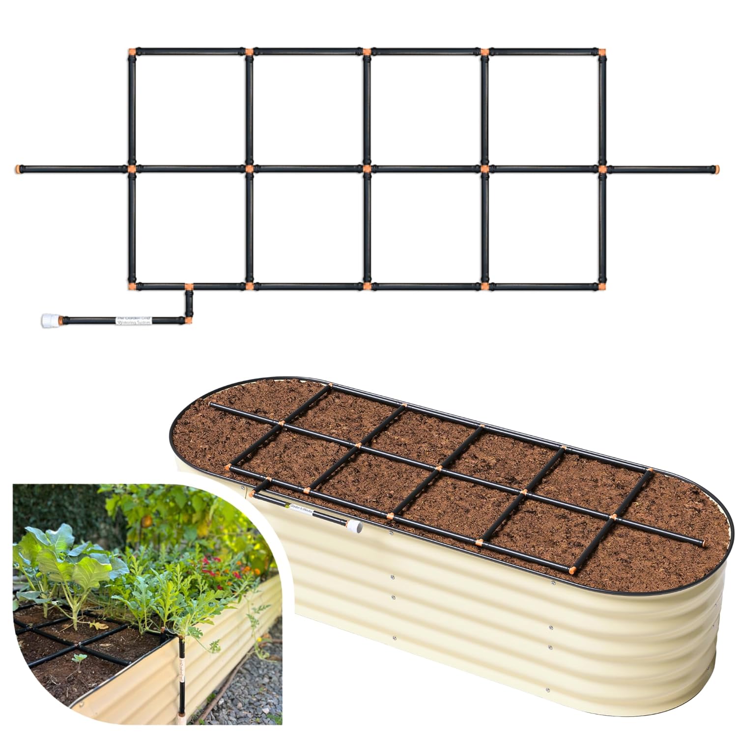 Garden Grid Watering System for Efficient Raised Bed Irrigation