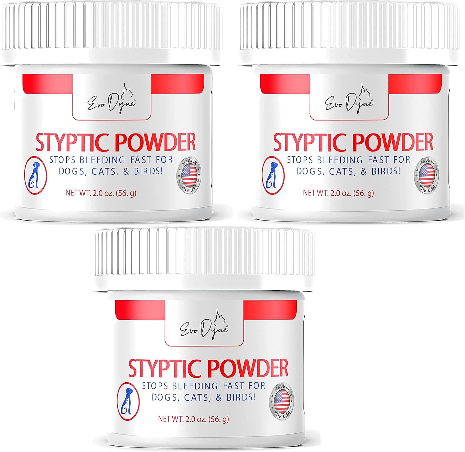 3-PK Styptic Powder for Dogs, Cats, and Birds - Fast-Acting Relief