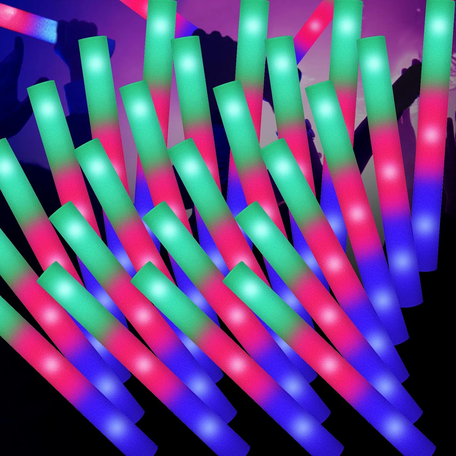 100PCS LED Foam Sticks for Colorful Flashing Party Fun