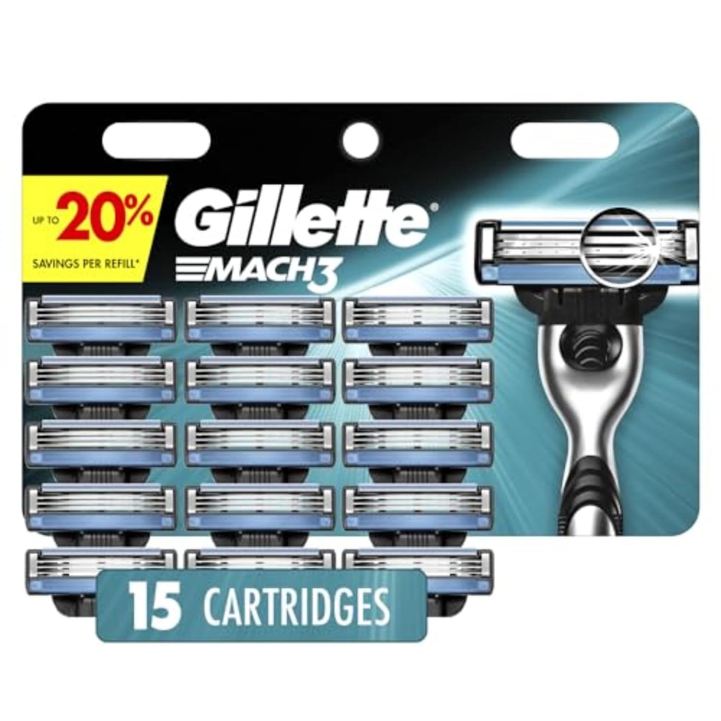 Gillette Mach3 Razor Blades for Men - 15 Count Refills
