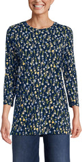Supima Cotton 3/4 Sleeve Crewneck Tunic - Soft, Longline Layer
