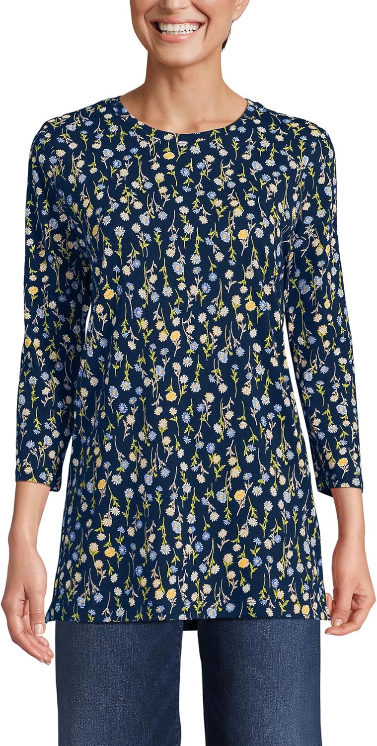 Lands' End Women's Supima Cotton Crewneck Tunic for Comfort
