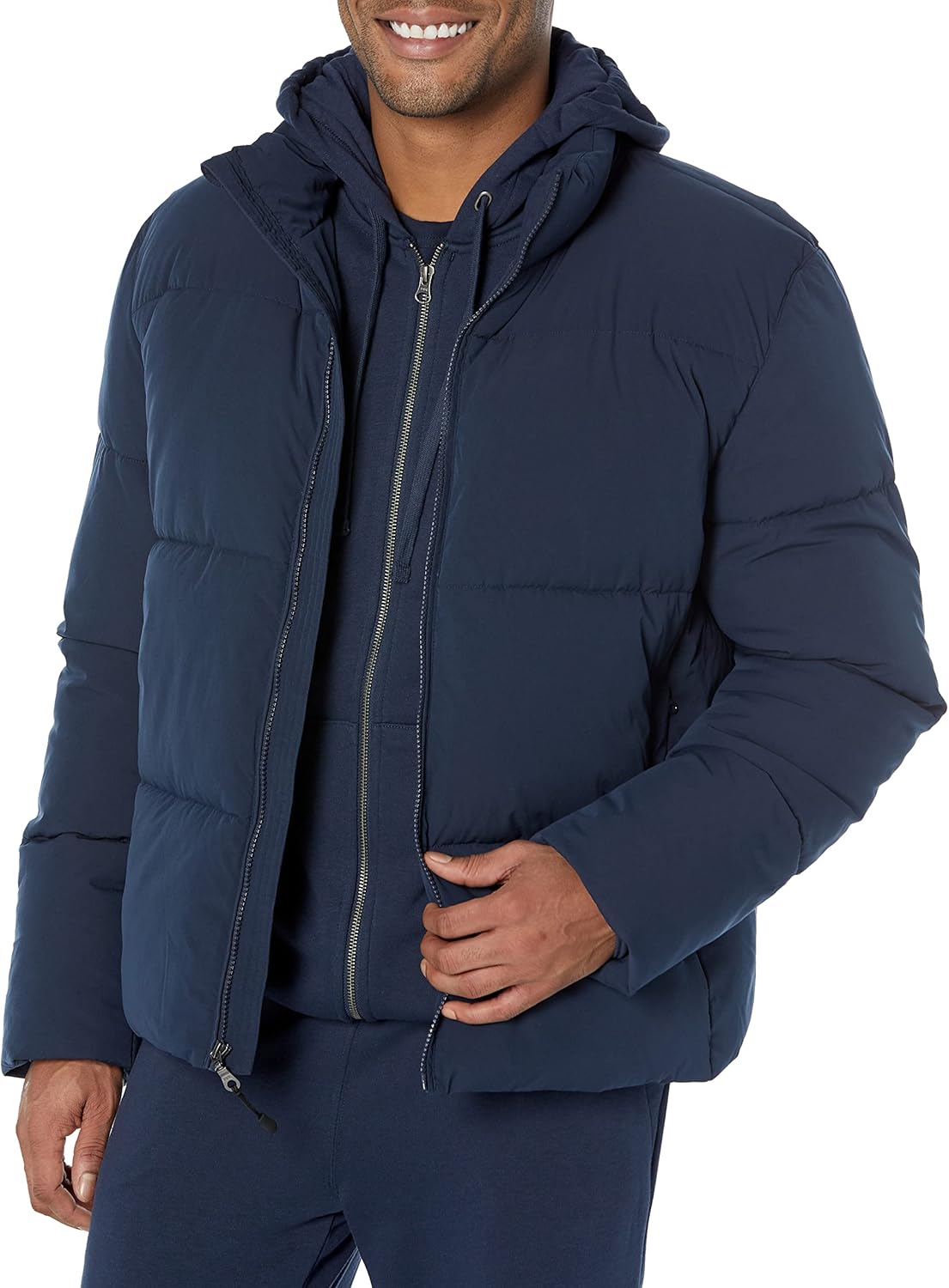 Mens Mock Neck Heavyweight Puffer Coat for Cold Weather Wear