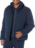 Mens Mock Neck Heavyweight Puffer Coat - Warm Water-Resistant Layer
