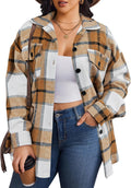 Women's Plus Size Flannel Plaid Shacket Button Down - Soft Polyester