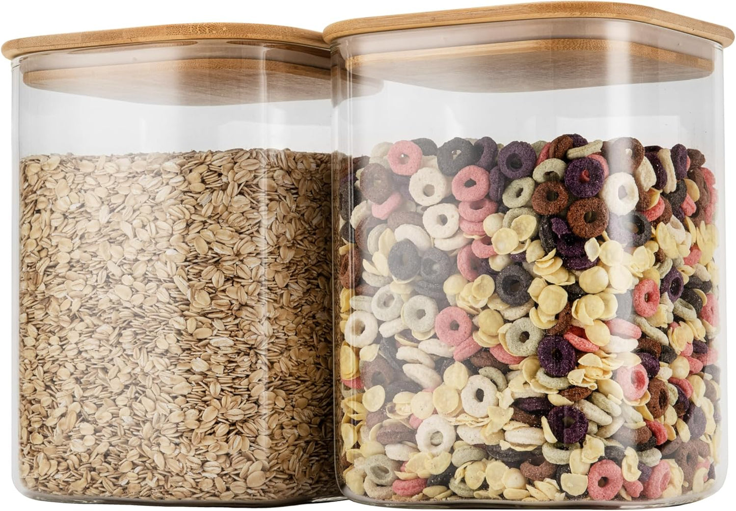 122oz Airtight Glass Square Storage Canister Set for Kitchen