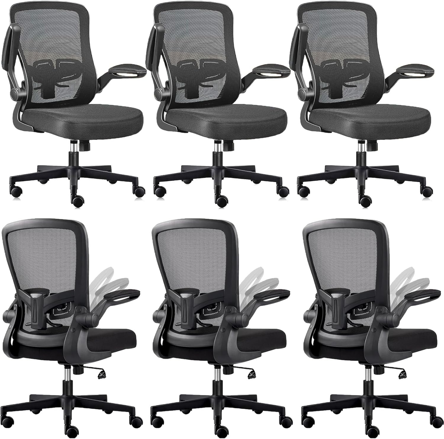 Adjustable Ergonomic Mesh Desk Chairs - Set of 6 by KLASIKA