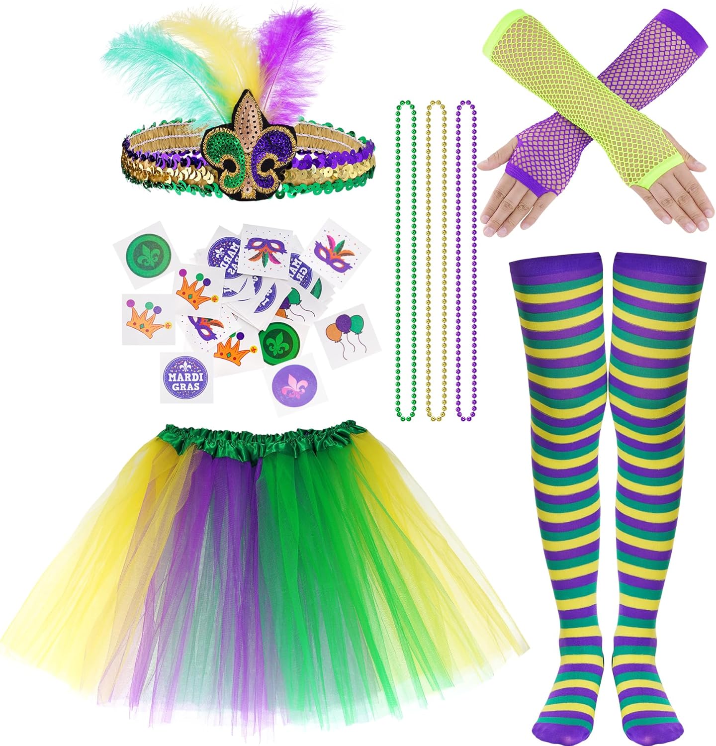 Mardi Gras Silver Glam Set for Women & Girls