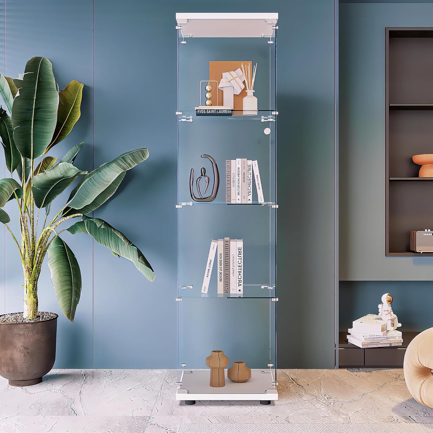 Beauty4U Glass Display Cabinet with 4 Shelves for Home Decor