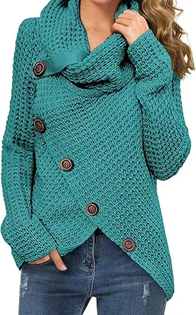 GRECERELLE Women's Chunky Button Pullover Sweater for Fall