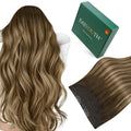 Wire Human Hair Extensions Balayage Medium Brown Mix Caramel Blonde