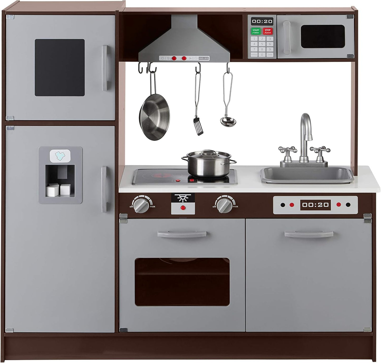 Kids Upright Wooden Kitchen Toy Playset for Creative Play
