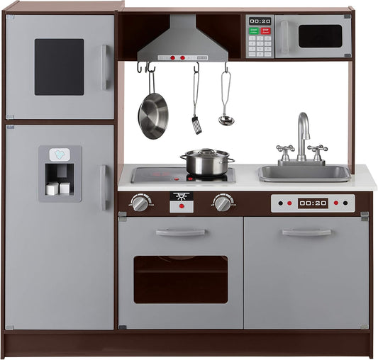 Kids Upright Wooden Kitchen Toy Playset for Creative Play