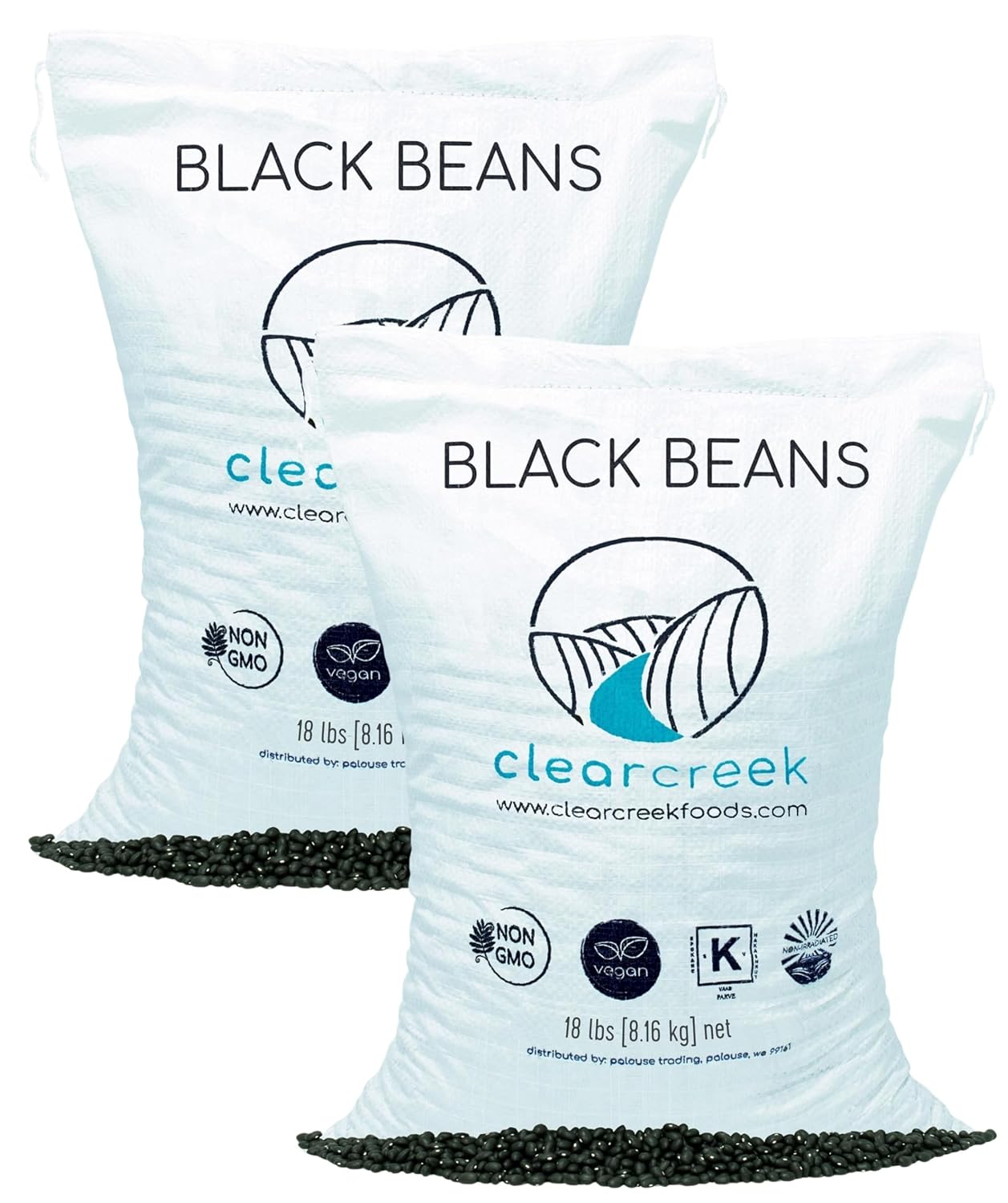 CLEAR CREEK Black Beans - Non-GMO, Vegan, Kosher, 36 lbs