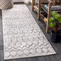 Boho Vintage Diamond Cream/Gray Runner Rug 2x8 ft - Pet-Friendly