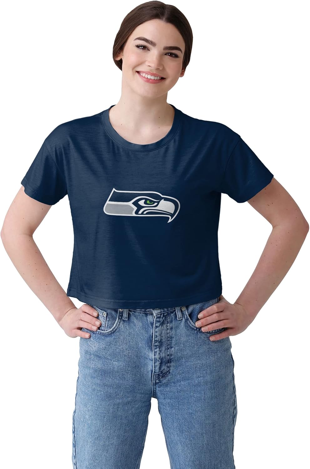 FOCO Women's NFL Team Big Logo Crop Top Shirt for Fashion Lovers