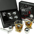 Gifts for Him - 4 XL Stainless Steel Whisky Ice Balls Gift Set