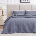 Love's cabin Twin Quilt Bedding Set Bluish Grey - Lightweight Wave