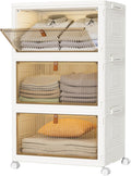 Closet Organizer Boxes 93Qt 3 Pack - Stackable Foldable Storage