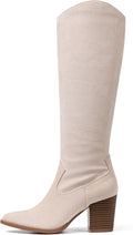 MeiLuSi Womens Knee High Suede Boots Pointed Toe - Sleek