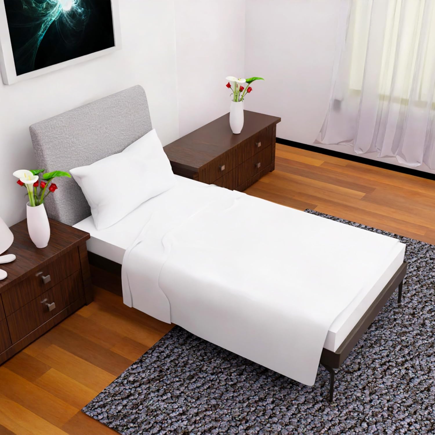 Cooling Twin Sheets Set - 3 Pcs with Deep Pockets for Comfort