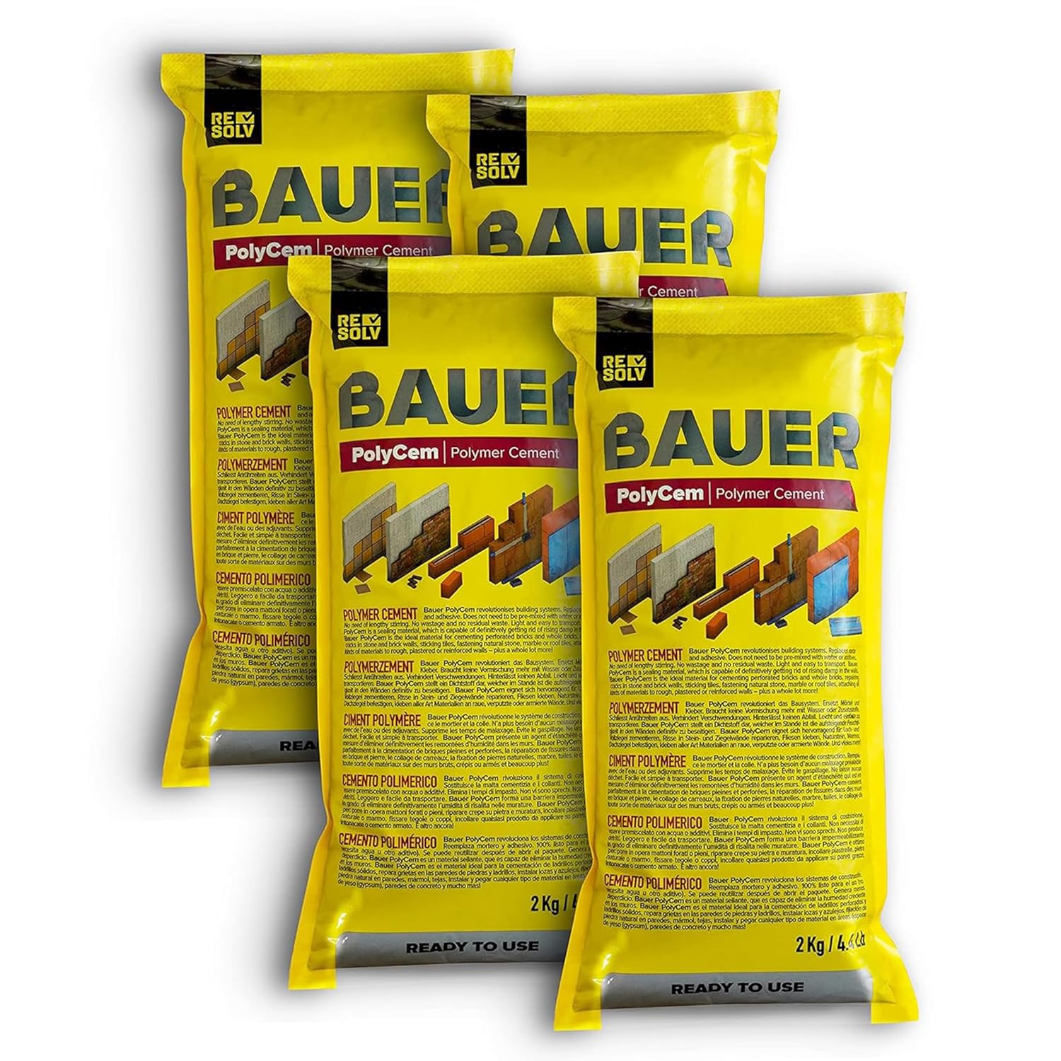 Bauer Instant Polymer Cement 4-Pack for Concrete Crack Repair