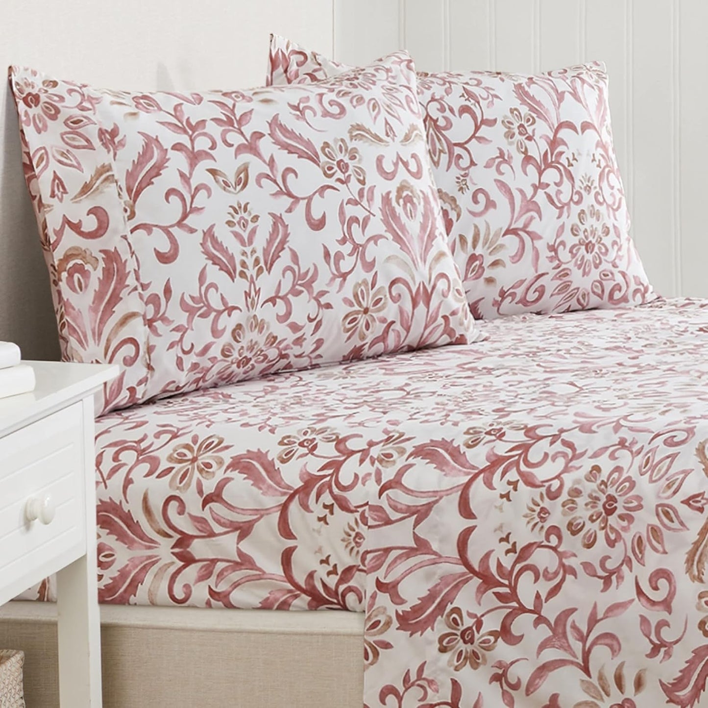3-Piece Twin Size Floral Print Microfiber Sheet Set for Comfort