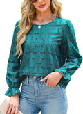 Eyelet Long Sleeve Lace Blouse for Women - Dressy & Casual