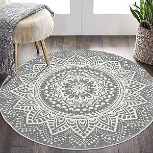 4 Ft Round Area Rug Soft Chic Bohemian Mandala for Home Decor