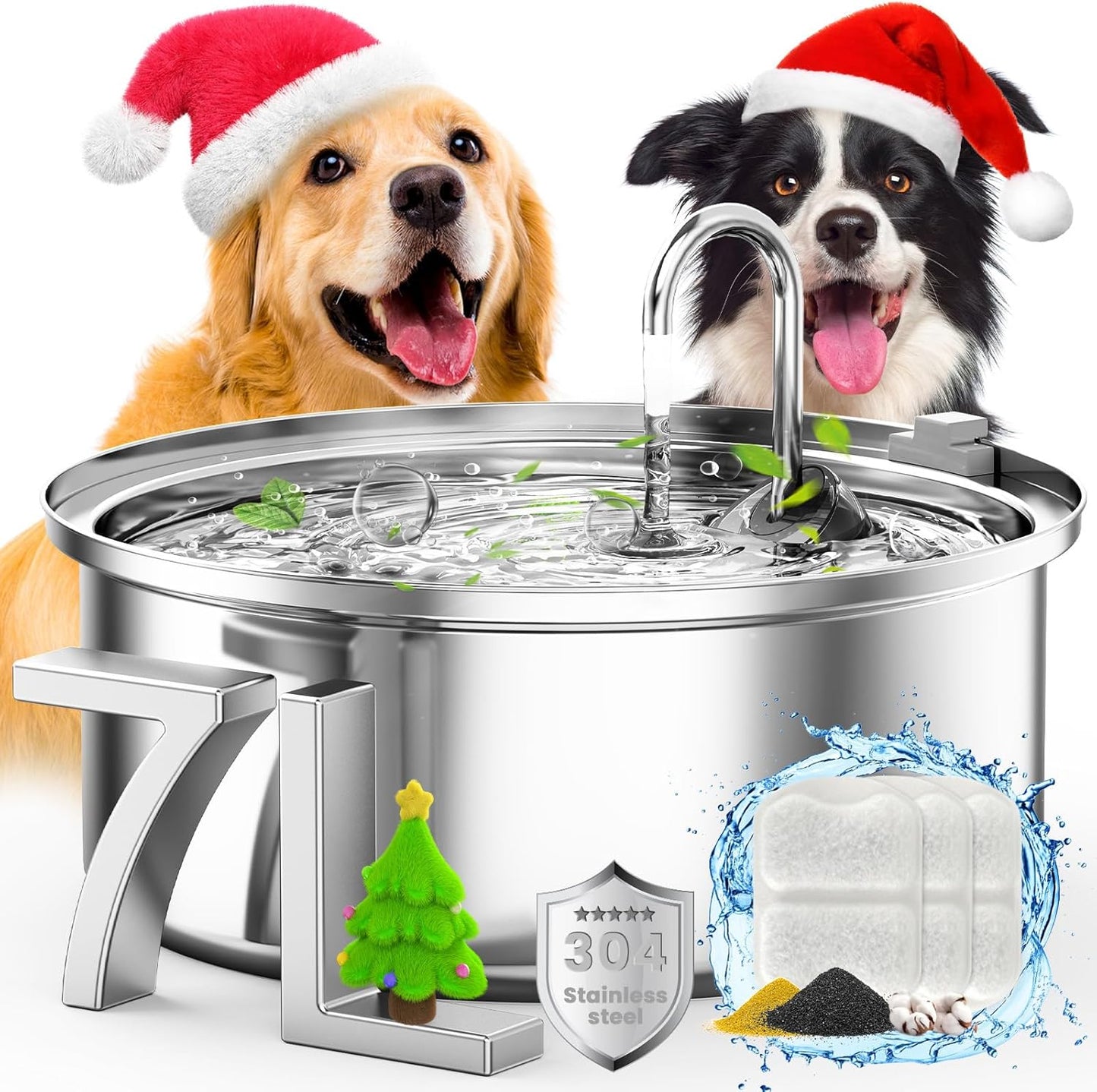 oneisall Dog Water Fountain for Large Dogs with 7L Capacity