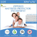 Cot Size Waterproof Mattress Protector (30in x 75in) - Zippered