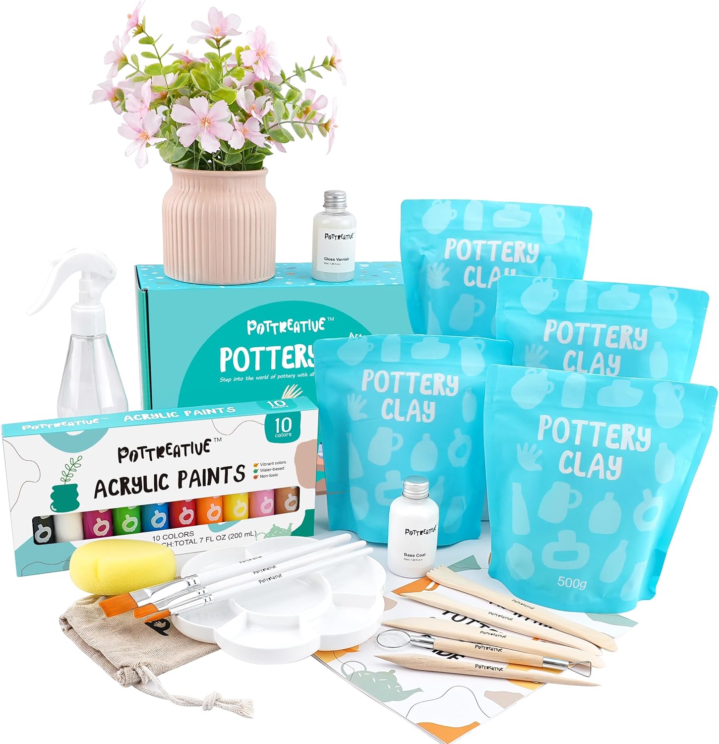 Air Dry Clay Pottery Kit for Creative Home DIY Projects