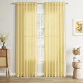 Joywell Yellow Back Tab Rod Pocket Linen Curtains for Home