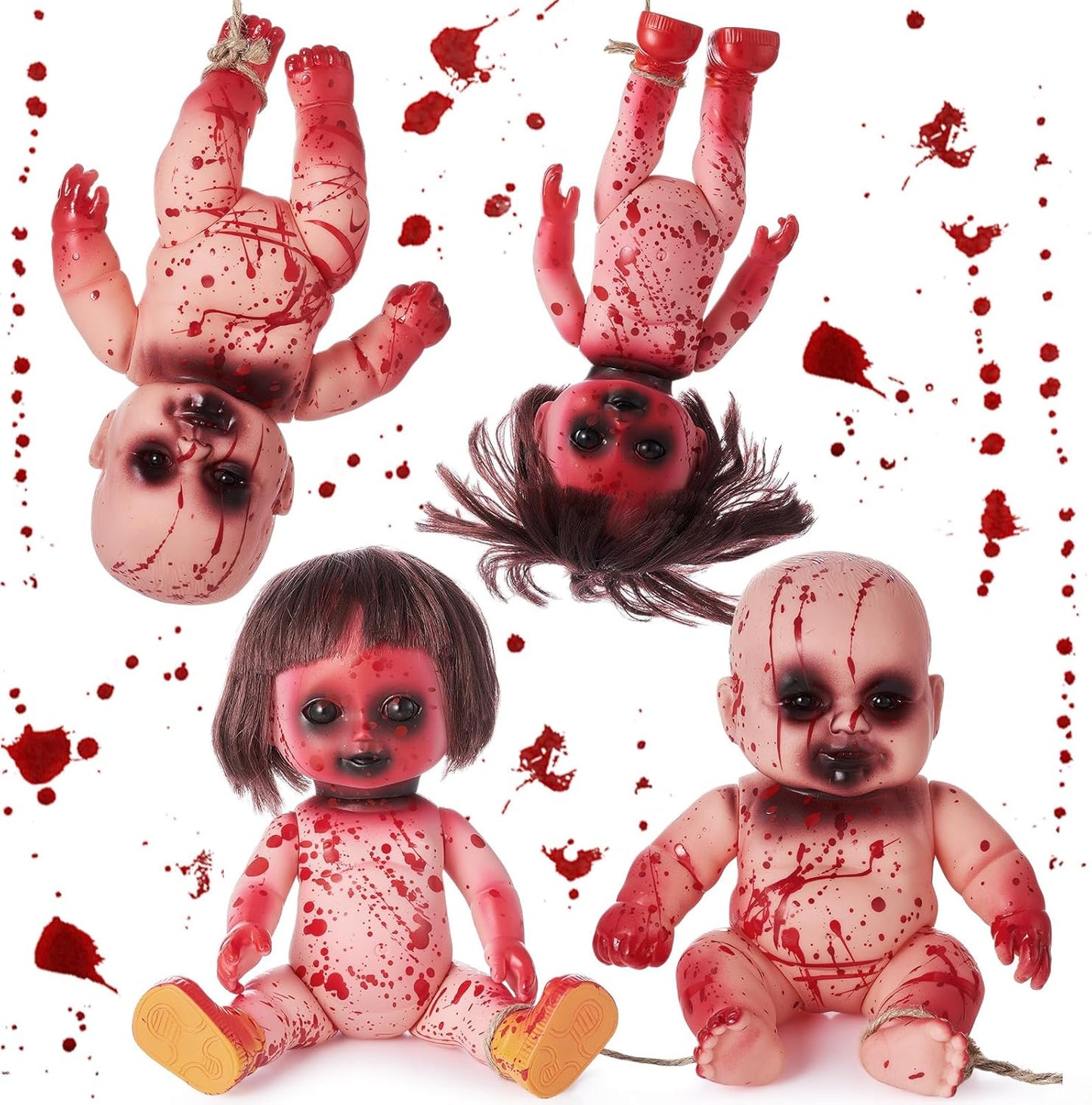 4 Pcs Halloween Creepy Dolls for Scary Haunted Decoration