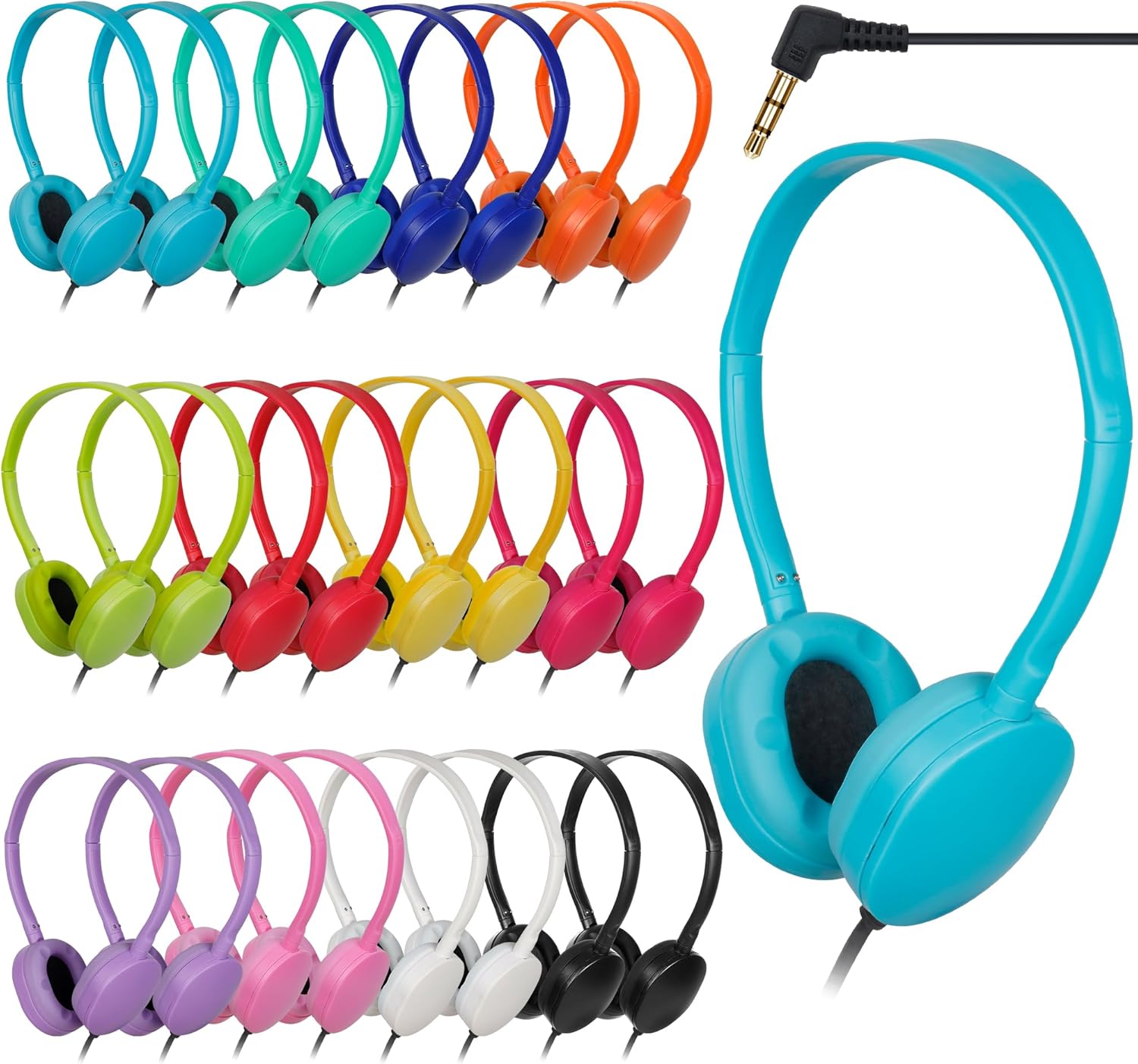 Kids Headphones Bulk 24 Pack Multi Color for Classroom Use
