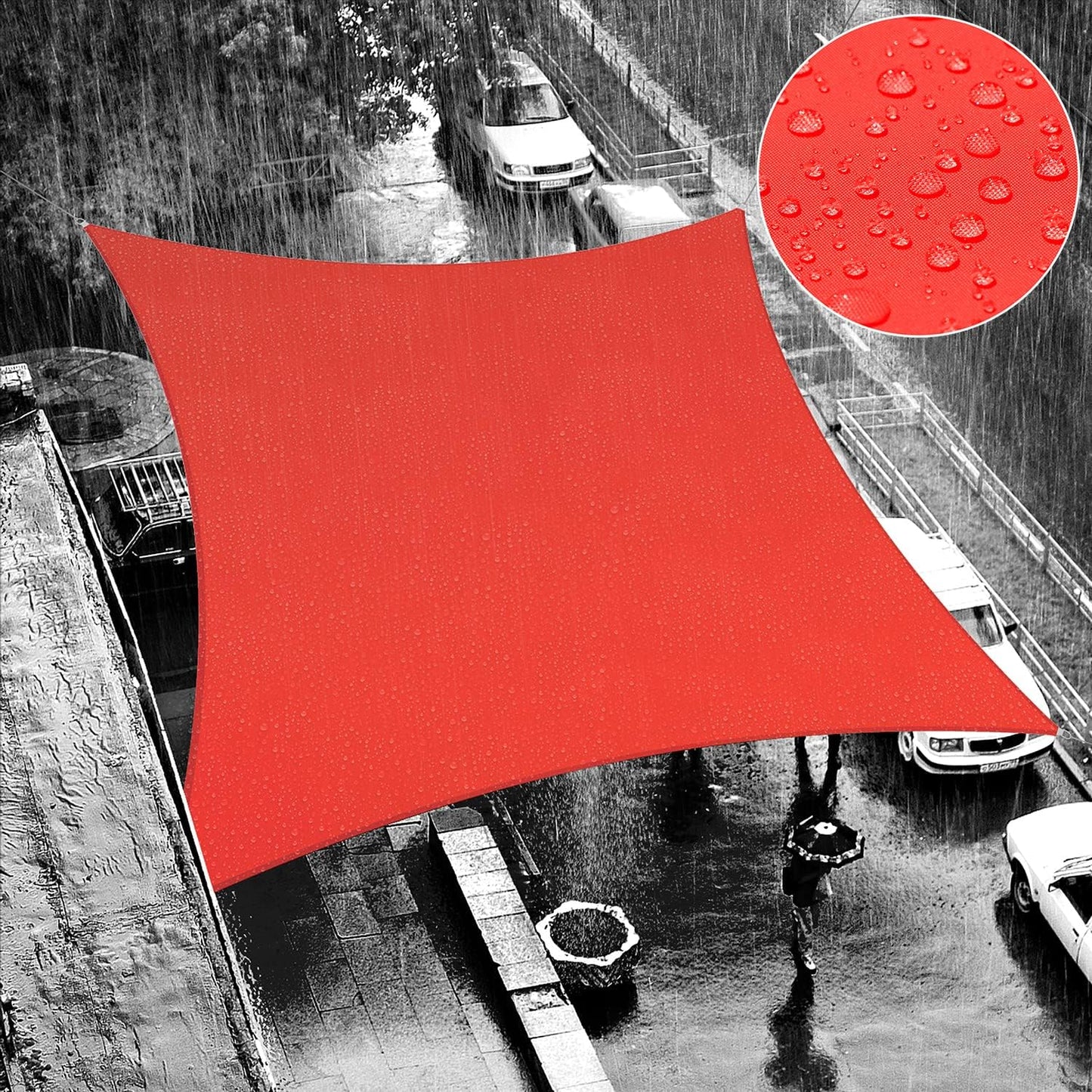 Shade Sail Rectangle 9ft x 10ft Red Waterproof Canopy for Outdoors