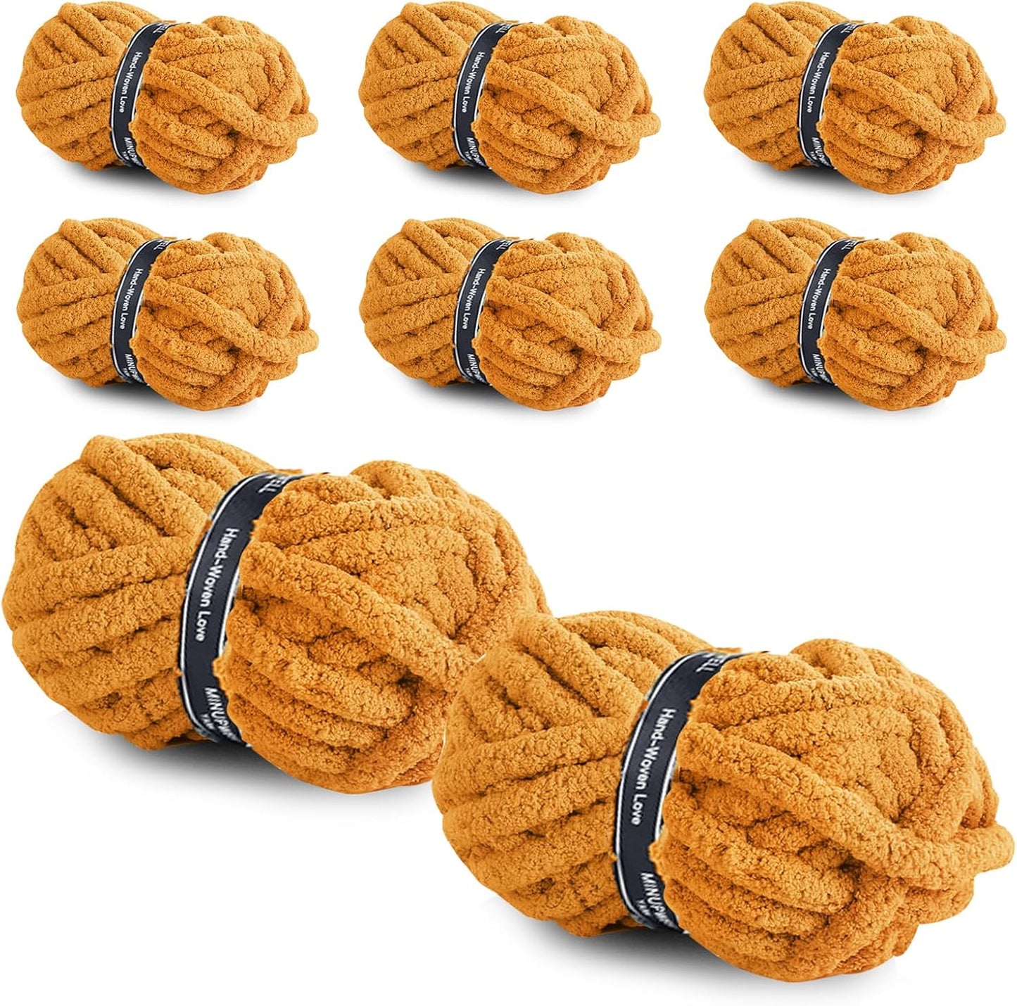 Jumbo Chunky Chenille Yarn for Hand Knitting Projects - 8 Packs
