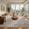Area Rug 6x9 Beige Washable Rug Non Slip - Low Pile Indoor Comfort