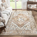 Boho Area Rug 4x6 Washable Non-Slip Rug - Lightweight Distressed