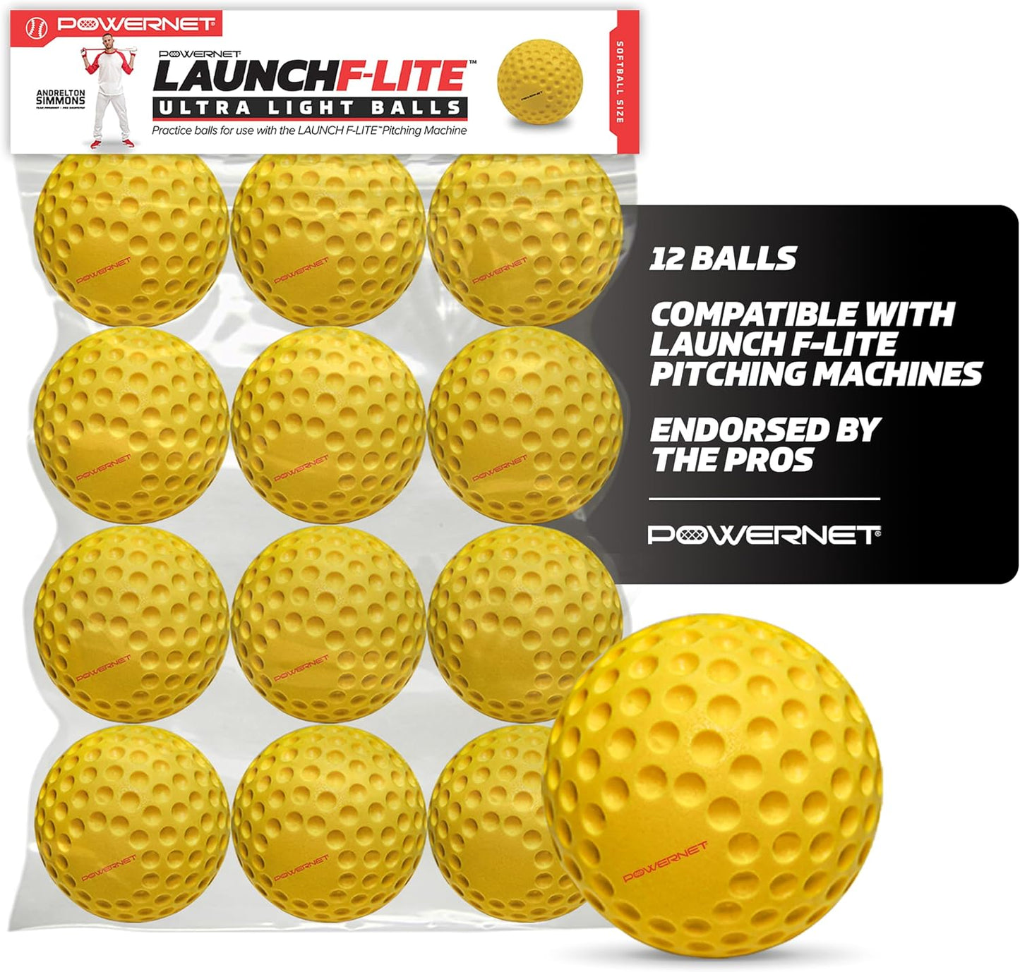 PowerNet Launch F-lite Softball Pitching Machine Practice Balls