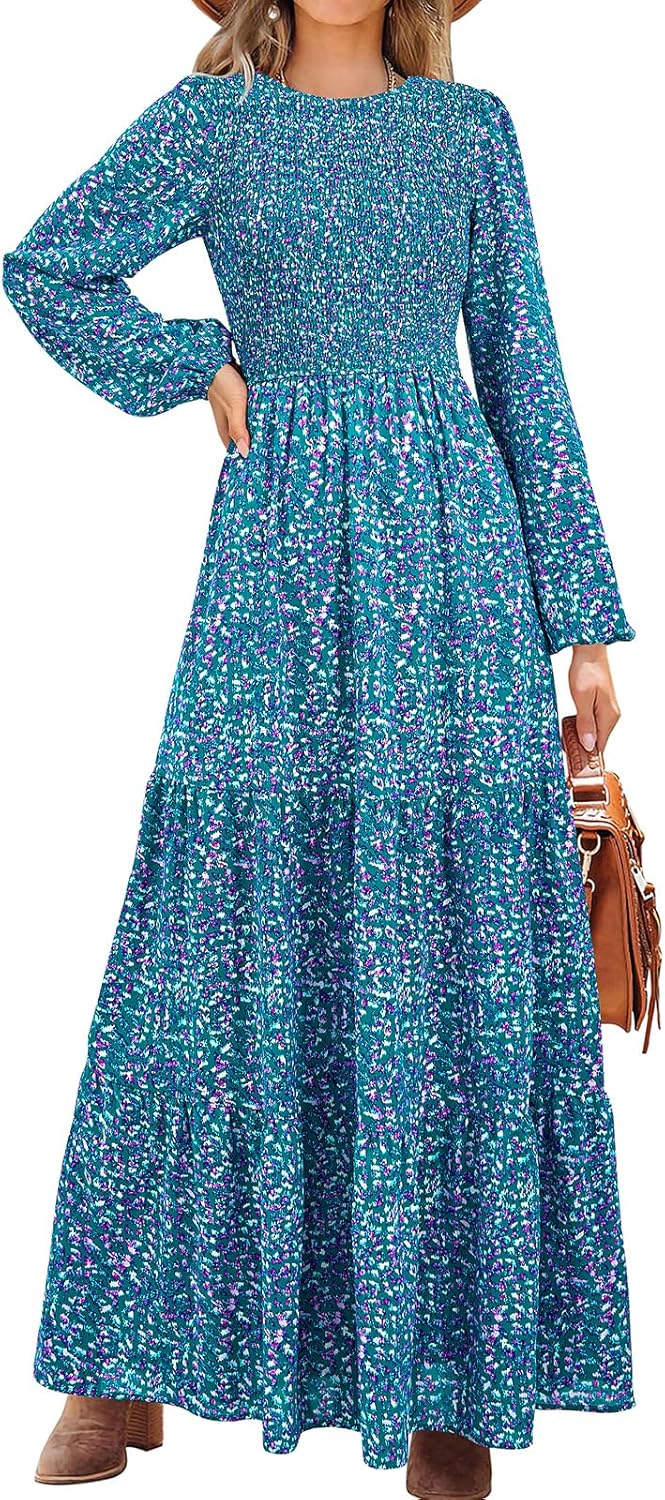Floral Maxi Dress for Women 2025 - Long Sleeve Casual Style