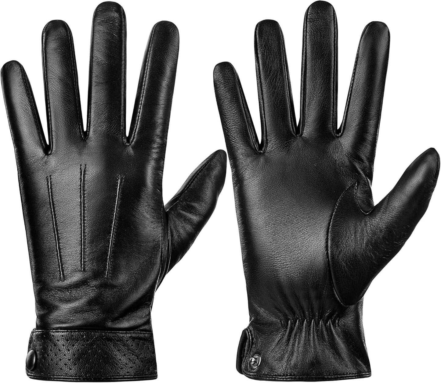Dsane Men's Sheepskin Leather Gloves - Warm Tech Touch