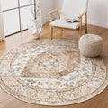 Lahome Boho Round Rug 4ft Washable Non-Slip - Lightweight Nursery Mat