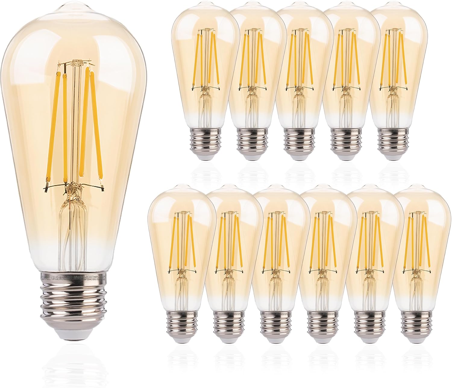 FLSNT ST19 LED Edison Bulbs - Vintage Amber Glow & Dimmable