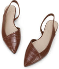Women's Pointed Toe Slingback Flats in Snakeskin Print - Low Heel