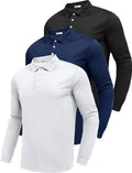 Long Sleeve Polo Shirts for Men - Quick Dry Moisture Wicking Polo
